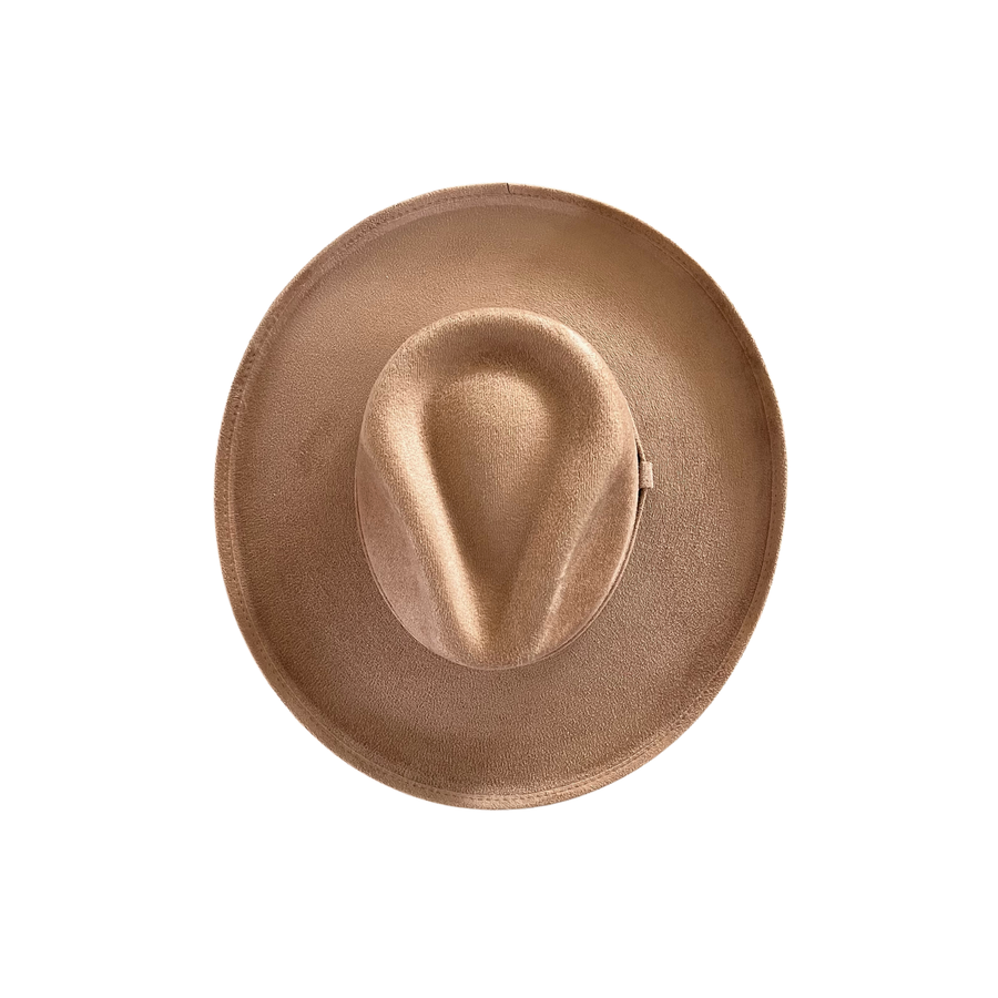 Vegan Pencil Curl Stiff Brim Fedora Hat: Chocolate