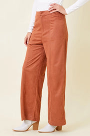 Genevieve High Rise Straight Leg Suede Pant