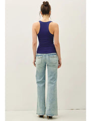 Nell V-Neck Racerback Basic Knit Tank Top