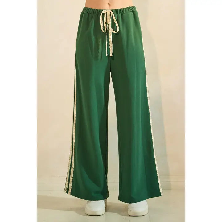 Lady Luck Lace Stripe Wide Leg Lounge Pants