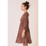 Dutchess Damask Pattern Burnout Velvet Long Sleeve Mini Dress