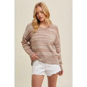 Landrie Melange Stripe Scoop Neck Sweater