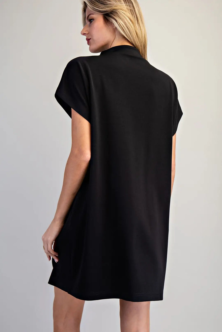Bria Solid Color Mock Neck Knit Mini Dress