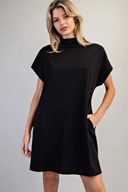 Bria Solid Color Mock Neck Knit Mini Dress