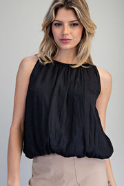 Camryn Sleeveless Gathered Bubble Blouse
