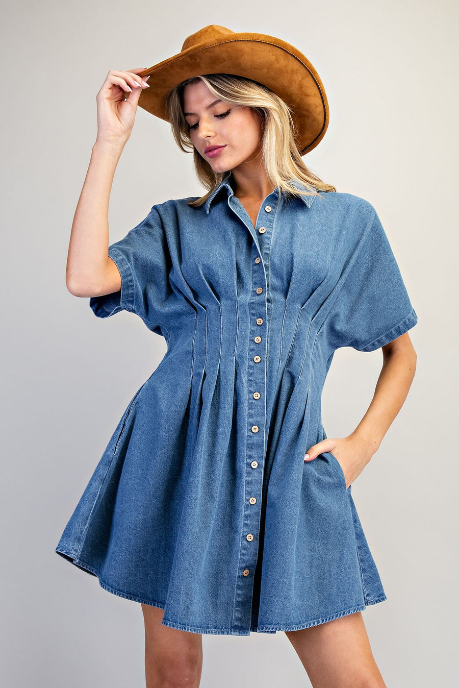 Johnny & June Peated Denim Mini Dress
