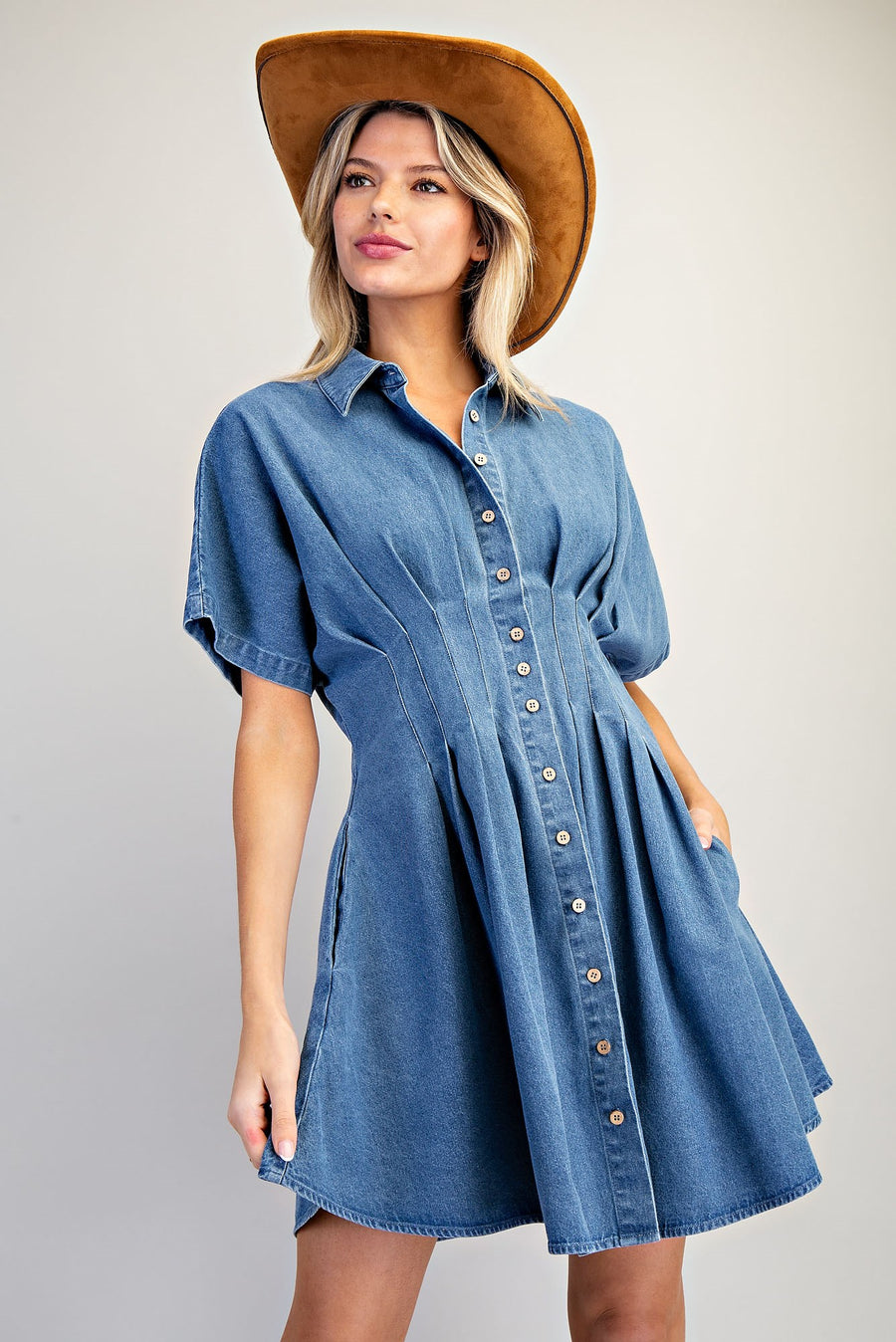 Johnny & June Peated Denim Mini Dress