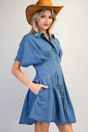 Johnny & June Peated Denim Mini Dress