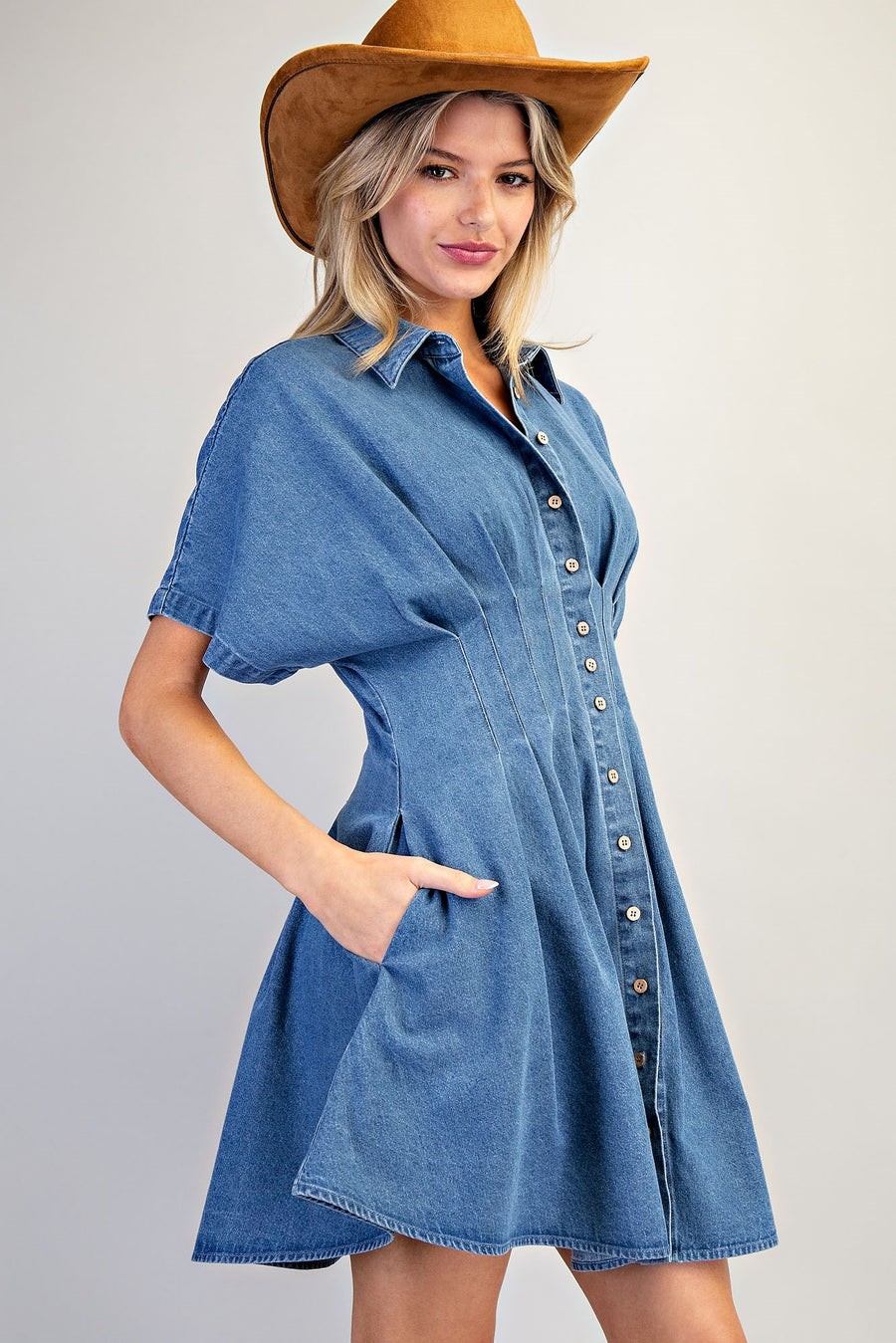 Johnny & June Peated Denim Mini Dress