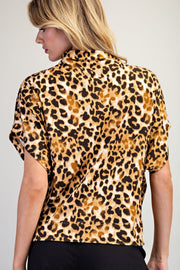 Lyin' Leopard Print Mock Neck Knit Top