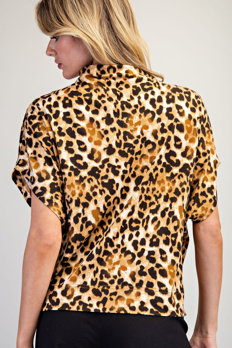 Lyin' Leopard Print Mock Neck Knit Top