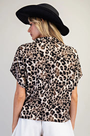 Lyin' Leopard Print Mock Neck Knit Top