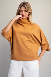 Brianna Solid Color Mock Neck Knit Top