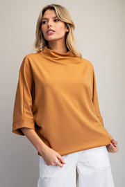 Brianna Solid Color Mock Neck Knit Top