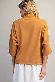 Brianna Solid Color Mock Neck Knit Top