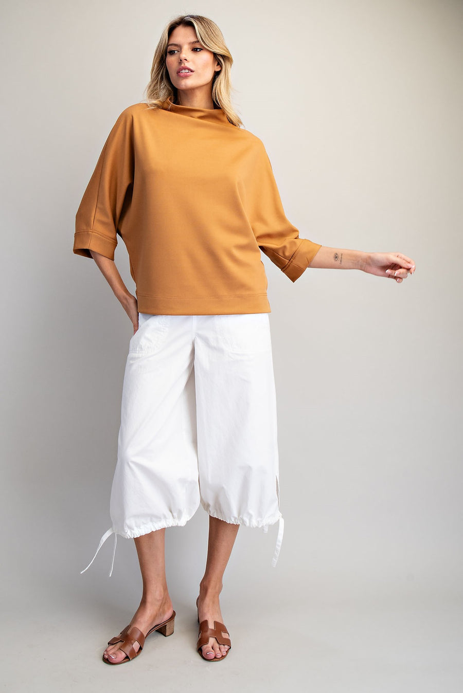 Brianna Solid Color Mock Neck Knit Top