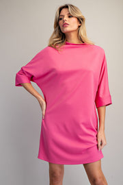 Brianna Solid Color Mock Neck Knit Mini Dress