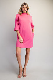 Brianna Solid Color Mock Neck Knit Mini Dress