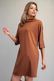 Brianna Solid Color Mock Neck Knit Mini Dress