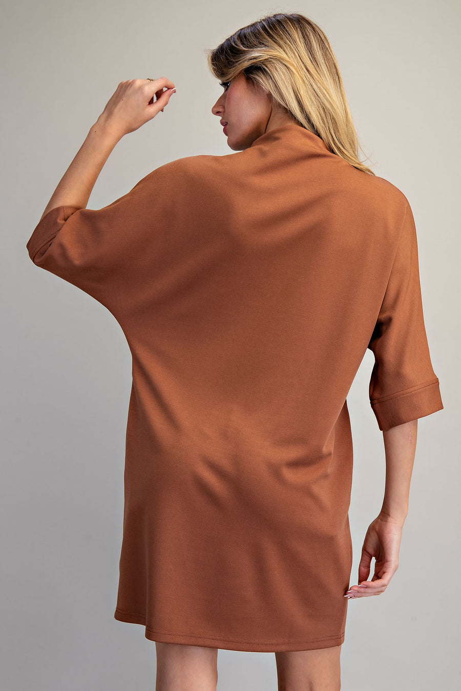 Brianna Solid Color Mock Neck Knit Mini Dress