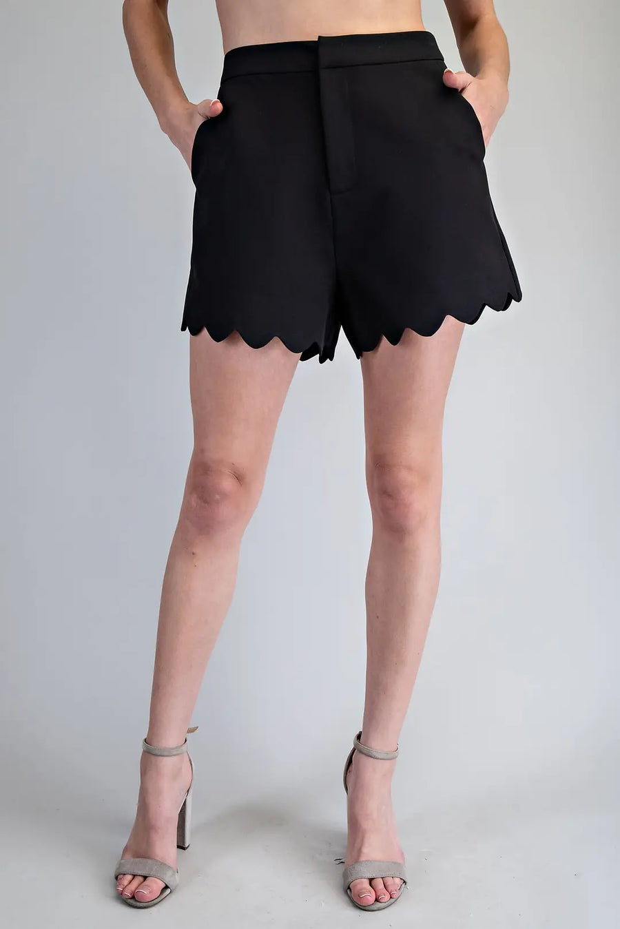 Scallop Hem Tailored Shorts