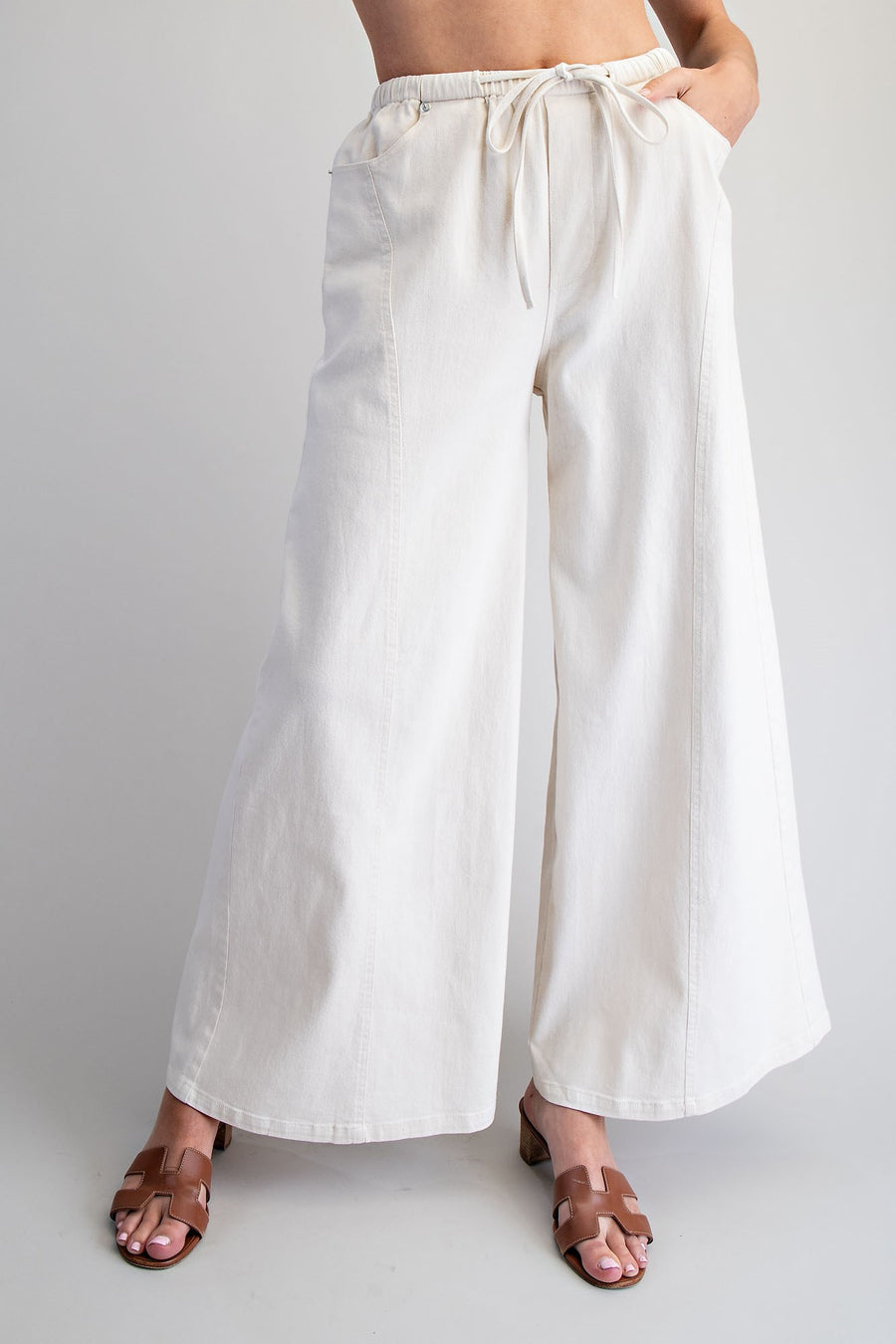 Abby Mineral Washed Tie-Waist Stretch Wide Leg Pants