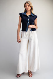 Abby Mineral Washed Tie-Waist Stretch Wide Leg Pants