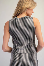 Gia Button Down Gingham Sleeveless Top