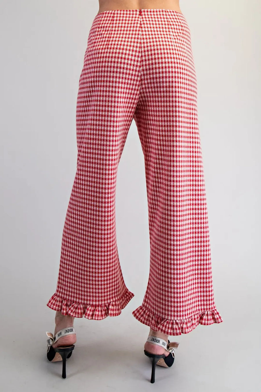 Gia Gingham Printed Ruffle Hem Pants