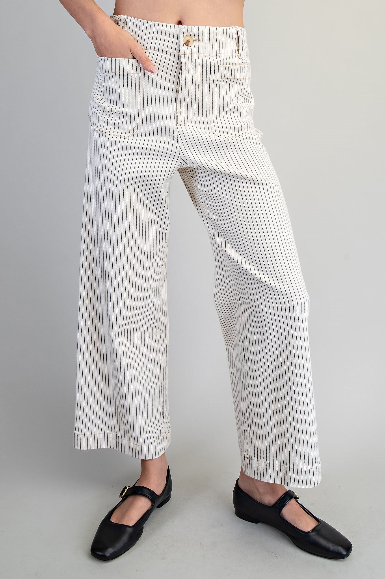 Dori Striped Straight Leg Cropped Pants