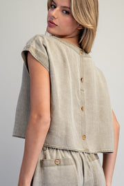 Rebecca Button Back Cropped Top