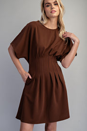 Gizelle Solid Pleated Waist Mini Dress