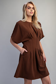 Gizelle Solid Pleated Waist Mini Dress