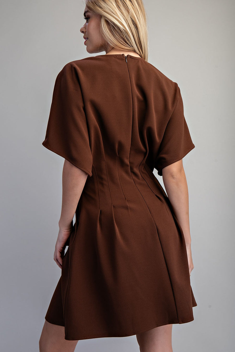 Gizelle Solid Pleated Waist Mini Dress
