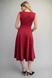 Moulin Rouge Solid Pleated Midi Dress