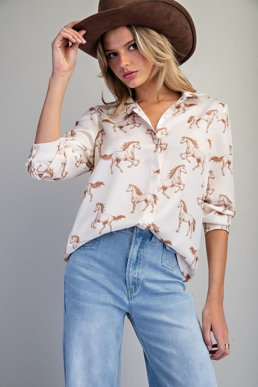 Quarter Horse Button Down Print Blouse