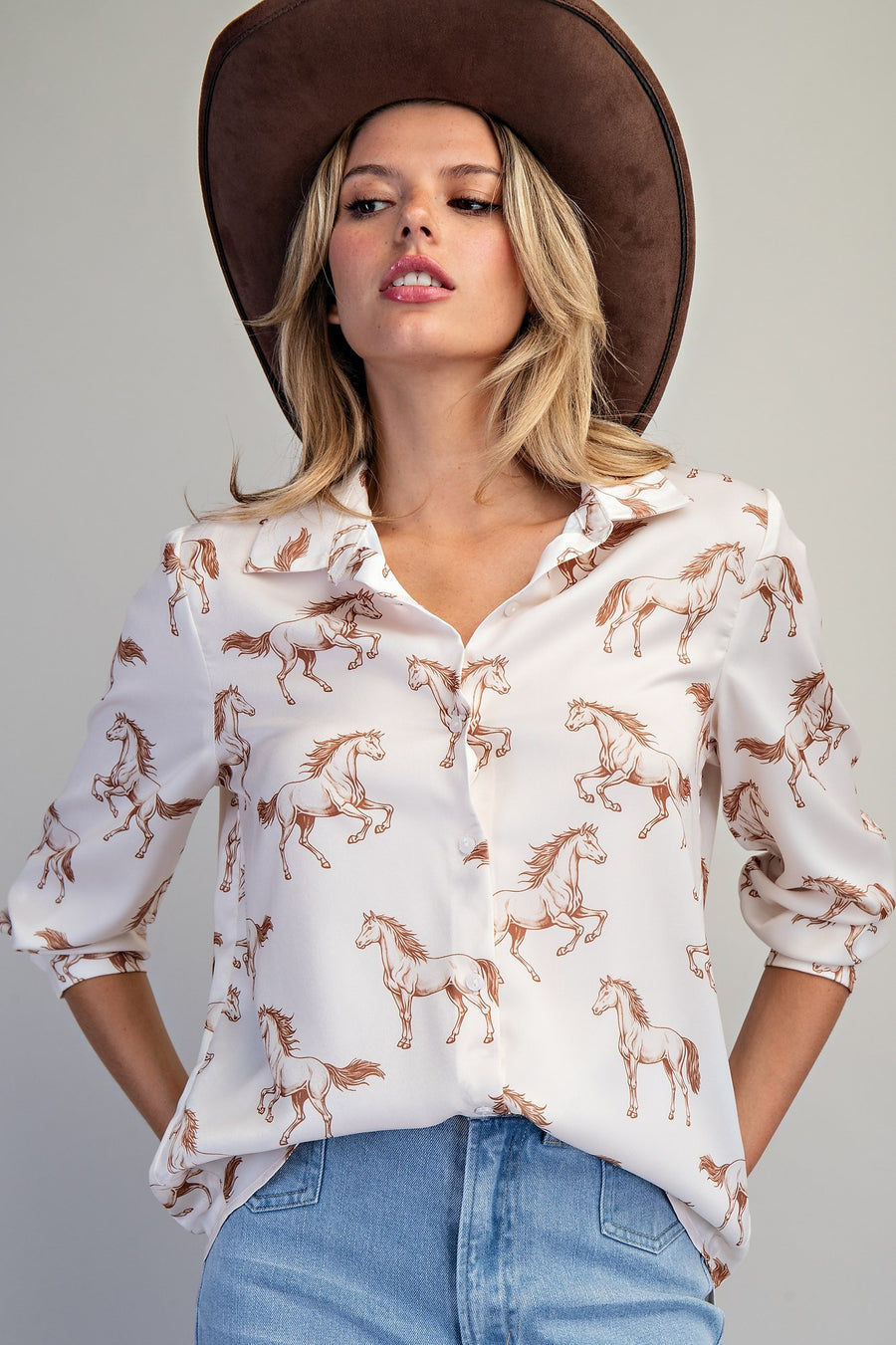 Quarter Horse Button Down Print Blouse