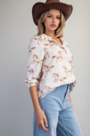 Quarter Horse Button Down Print Blouse