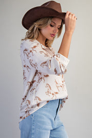 Quarter Horse Button Down Print Blouse