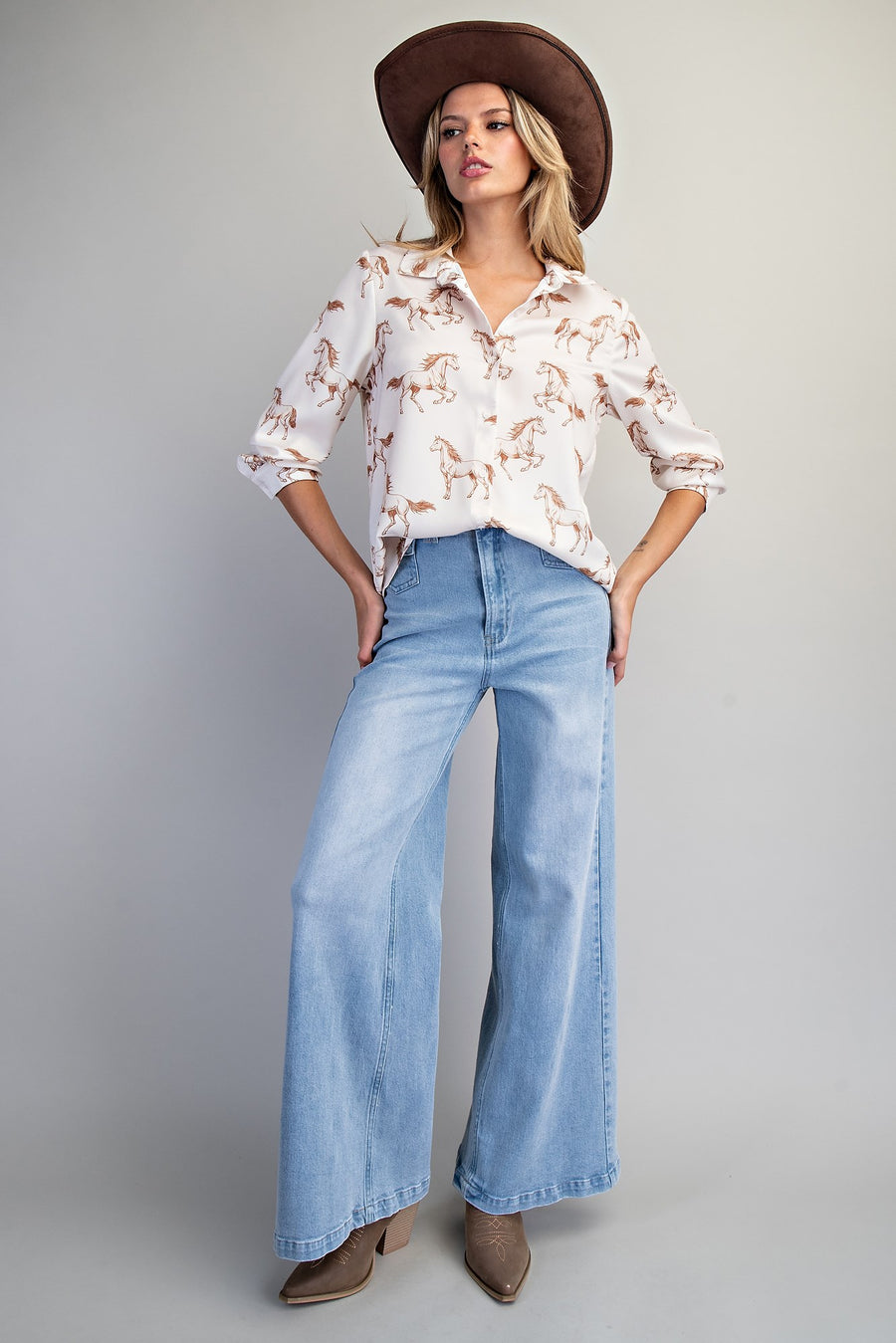 Quarter Horse Button Down Print Blouse