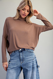 Monroe Mock Neck Dolman Sleeve Knit Top