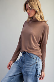 Monroe Mock Neck Dolman Sleeve Knit Top