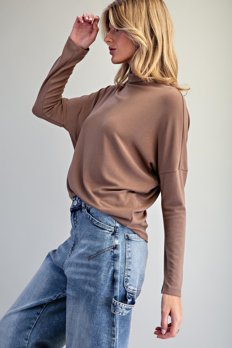 Monroe Mock Neck Dolman Sleeve Knit Top