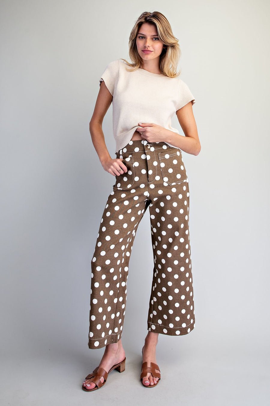 Brownie Dots Polka Dot Cropped Denim Pants