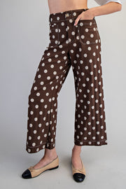 Jernie Polka Dot Cropped Wide Leg Pants