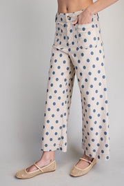 Jernie Polka Dot Cropped Wide Leg Pants
