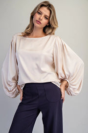 Erica Satin Balloon Sleeve Blouse