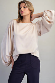 Erica Satin Balloon Sleeve Blouse