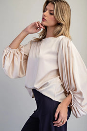Erica Satin Balloon Sleeve Blouse