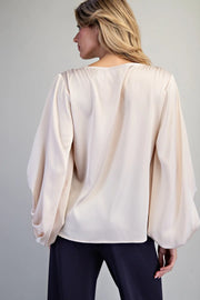 Erica Satin Balloon Sleeve Blouse